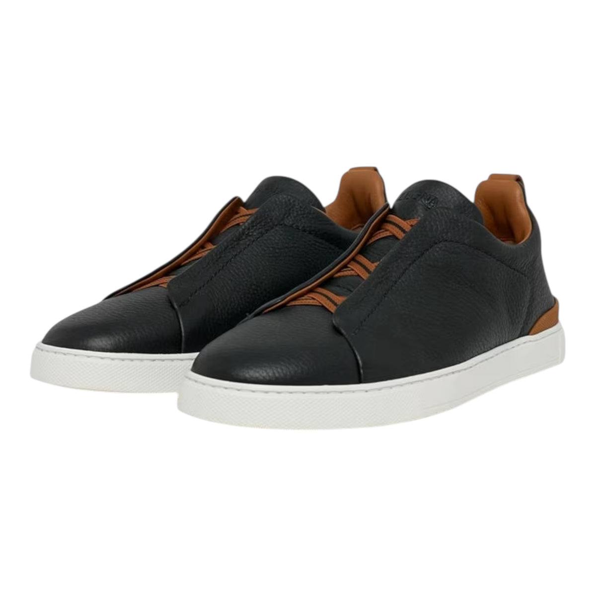 BLACK DEERSKIN TRIPLE STITCH™Black