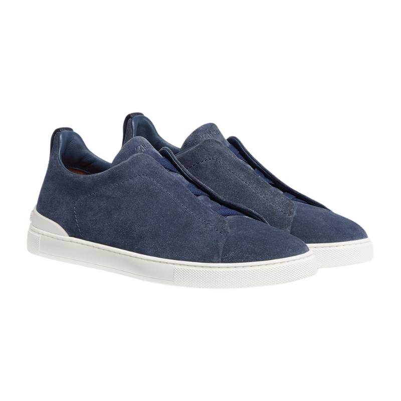 Zegna navy  Mélange Suede Triple Stitch™ Sneakers