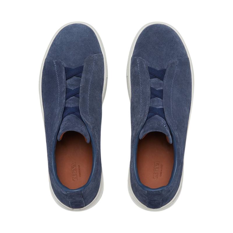Zegna navy  Mélange Suede Triple Stitch™ Sneakers