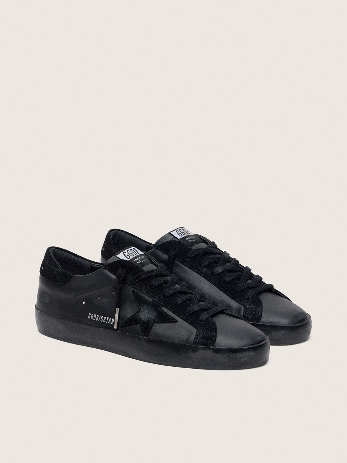 Super-Star in black nappa with suede details and black