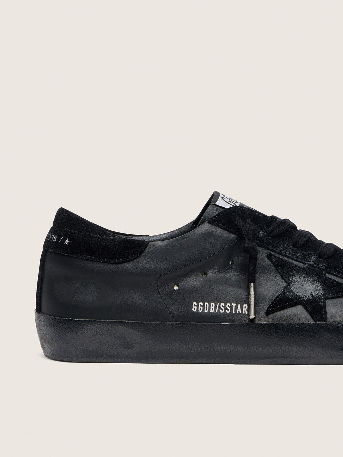 Super-Star in black nappa with suede details and black